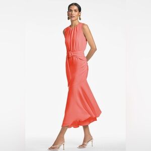 NWT Sachin + Babi Women's Camila Crepe Flare Midi Maxi Dress Coral Sz 12 wedding